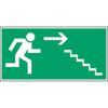 Safety sign 369 escape route via stairs to the right - 210x105mm Polyester